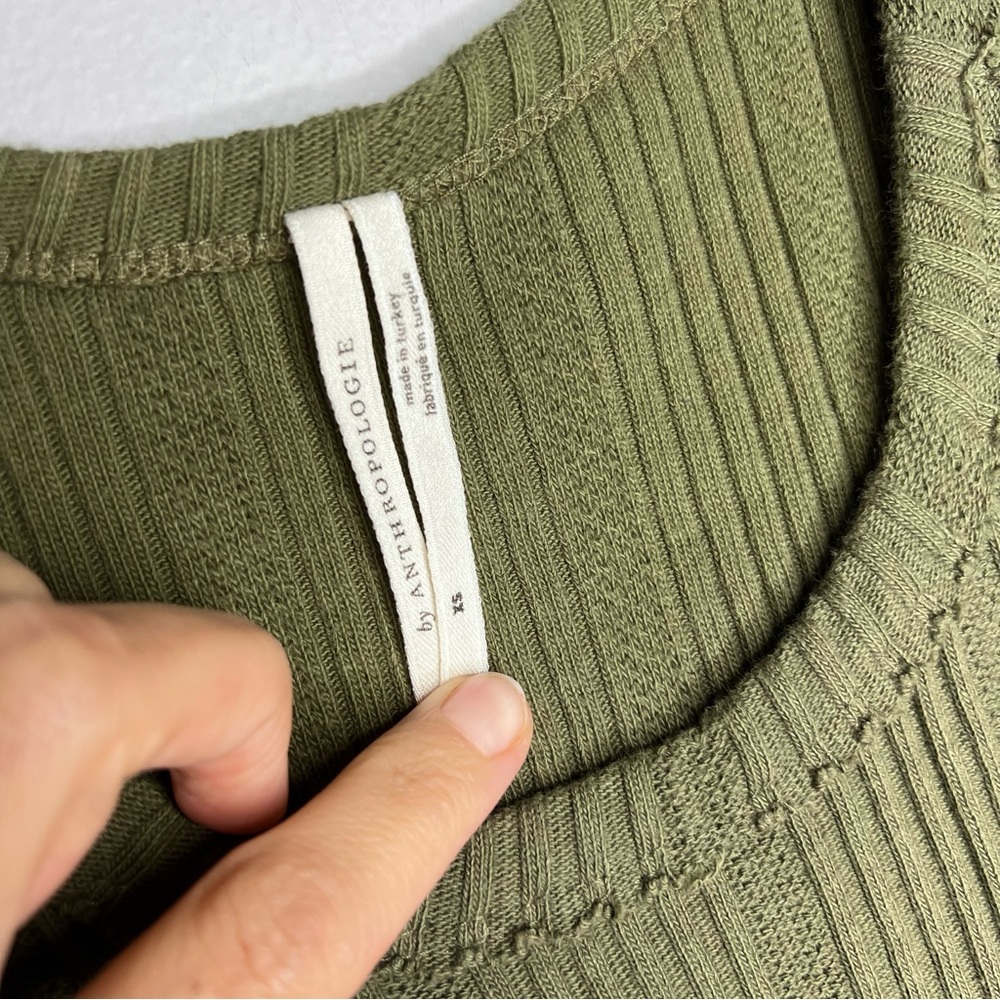 Anthropologie Ribbed Crewneck Top J11 - Picture 5 of 6